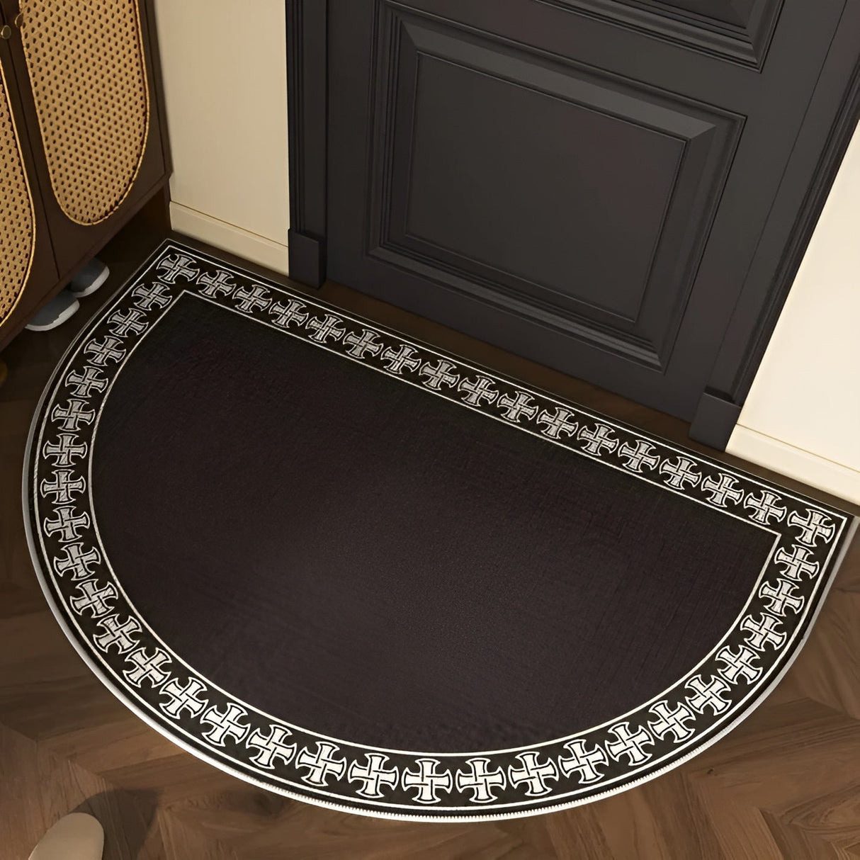 Halvkrets dörrmatta – Halkfri och dekorativ | För inomhus- och utomhusbruk, hall och vardagsrum Carvallo