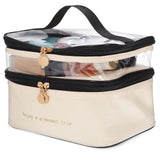 Carvallo TravelCase Kosmetiktasche mit Doppelkammer | 23 × 17 × 16 cm | Vattentålig & Transparent | För resor & skönhetsprodukter Carvallo