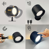 Uppladdningsbar 360° Rotationsbar Magnetisk LED Vägglampa – Justerbar Trådlös Nattlampa Carvallo