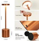 LumoTouch™ LED bordslampa | Trådlös & Återuppladdningsbar | Touchsensor | 3-stegs dimmer | Modern aluminiumdesign Carvallo