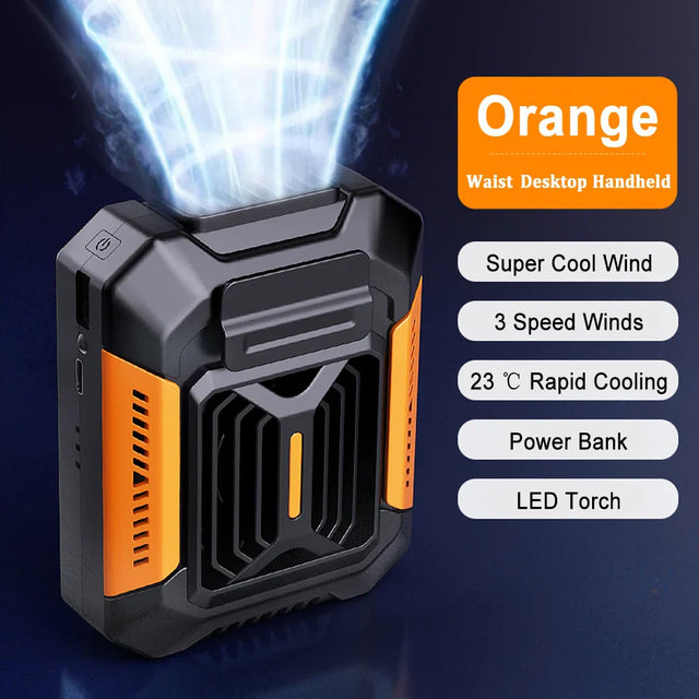 Carvallo Clip-Ventilator AeroClip | Med LED & Powerbank | USB-laddningsbar | För midja, hals & utomhus Carvallo