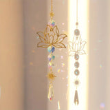 Carvallo Kristallvindspel | Handgjord Lotus solfångare | Glas & Metall | För Trädgård, Fönster & Balkong Carvallo