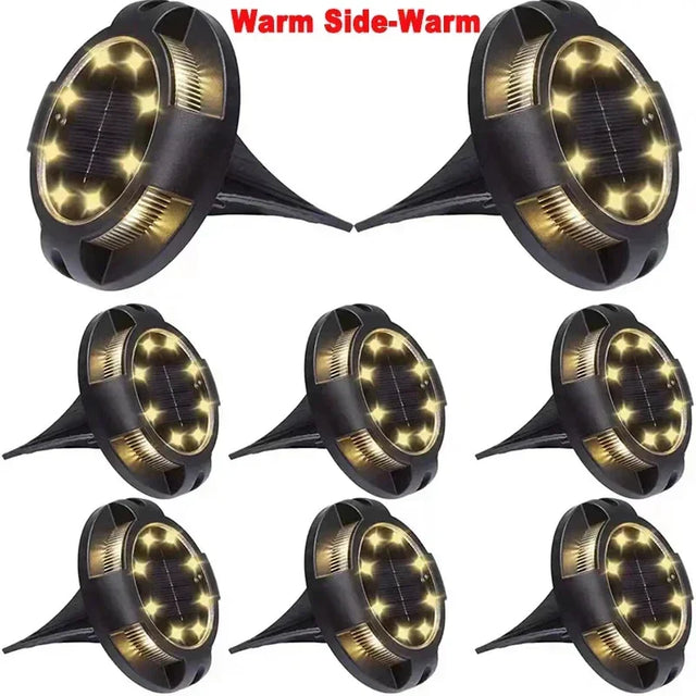 Carvallo GroundGlow 12 Solarbelysning 12 LEDs | Rostfritt stål IP65 | Automatisk skymningssensor | För trädgård, terrass & väg belysning Carvallo