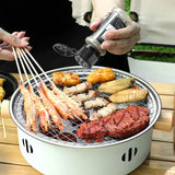 Carvallo Koreansk kolgrill rund | Bärbar BBQ-ugn av järn | 32 × 10 cm | Non-stick grillgaller | För camping och utomhus Carvallo