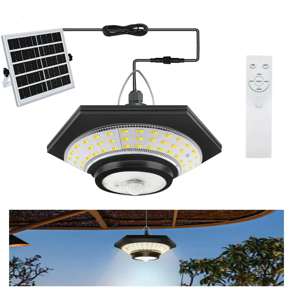 Carvallo Solar-Hänglampa | 228 LEDs | 4400mAh Batteri | 3 Ljuslägen & Fjärrkontroll | Inomhus & Utomhus | IP65 Carvallo