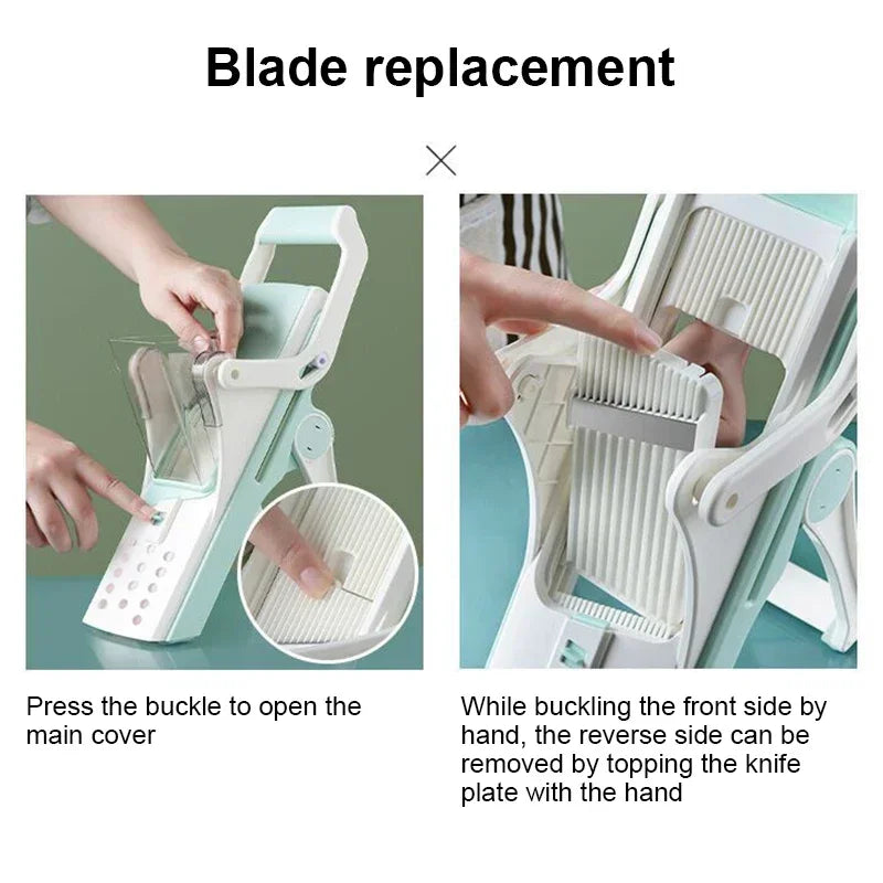 Carvallo 5-i-1 grönsaksskärare | Mandolin & Hackare | Manuell & Säker | För Frukt, Grönsaker & Kött | 27 x 11 cm Carvallo