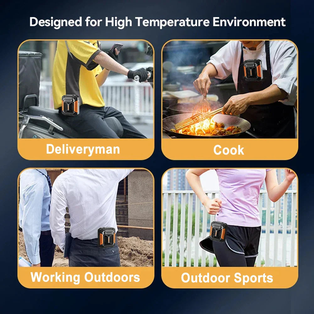 Carvallo Clip-Ventilator AeroClip | Med LED & Powerbank | USB-laddningsbar | För midja, hals & utomhus Carvallo