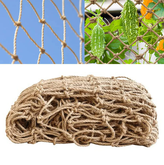 Carvallo EcoGrid växtnät av jute | Naturligt klätternät för trädgård & dekoration | 1 m² Carvallo