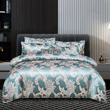 Wostar Satijn Rayon Jacquard Påslakan 220x240 Sommarluxus Dubbelsäng Duntäcke Sängkläder Set Carvallo