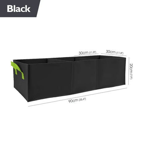 Carvallo GrowZone 21 Höjd bädd planteringspåse 90x30x20 cm | 21 Gallon | 3-kammarsystem | Andningsbart tyg med dränering | Fällbar & Återanvändbar Carvallo