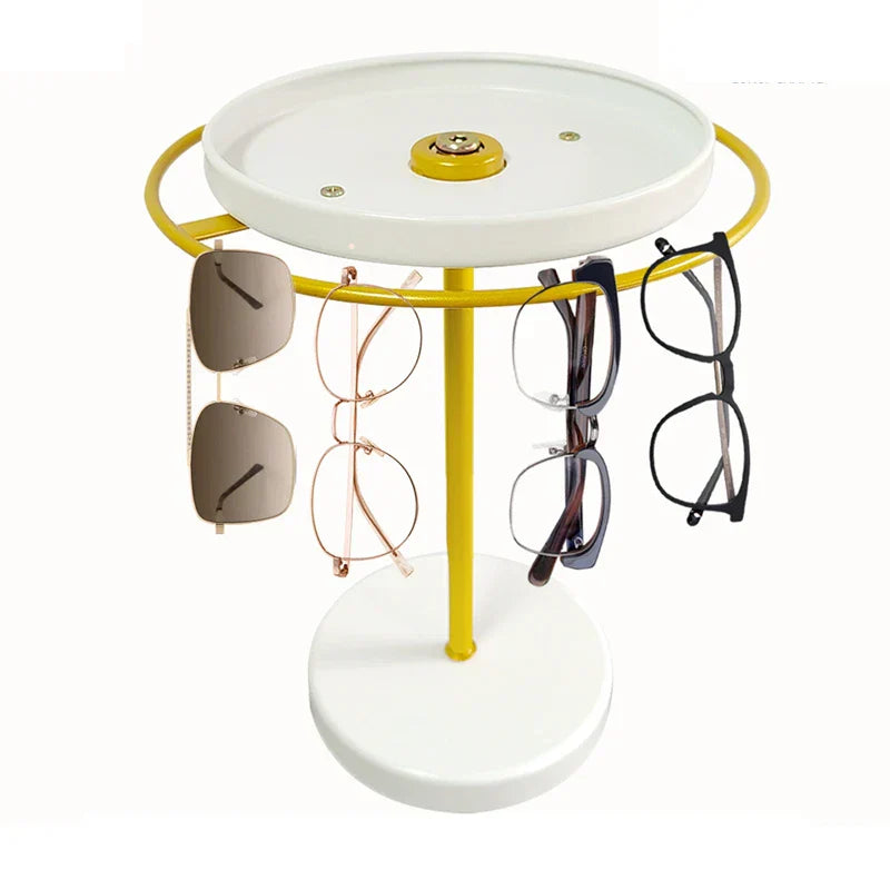 Carvallo Rotatable Sunglasses Organizer | 360° Rotating Stand with Jewelry Tray | Stainless Steel | 20 × 24 × 15 cm Carvallo