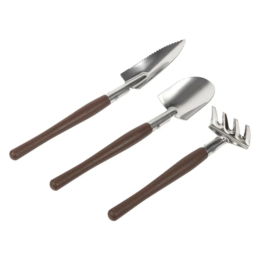 Carvallo MiniGrow Set Mini-trädgårdsverktyg Set 3-delad | Spade, spad och räfsa | För barn & krukträdgård Carvallo