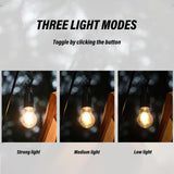 Carvallo Solar Campinglampa Vintage | Återuppladdningsbar via sol & USB | 3 ljuslägen | Bärbar & Vattentålig Carvallo