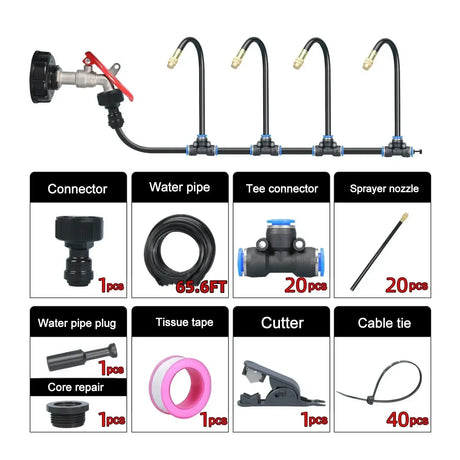 Carvallo Pro360 Automatiskt bevattningssystem 20 m | 360° Justerbara sprutmunstycken | DIY dimbevattningsset | För trädgård, grönsaksland och terrass Carvallo