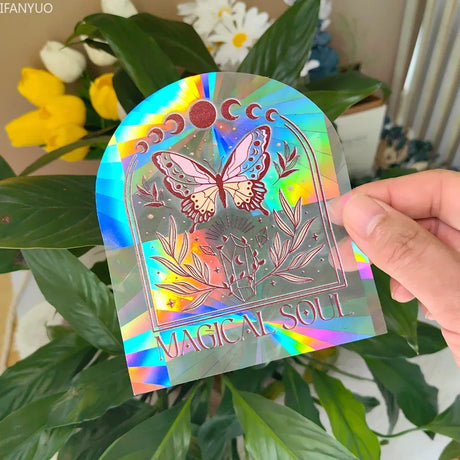 Carvallo fönsterdekal solfångare | Självhäftande med 3D-regnbågseffekt | För fönster, väggar & dekoration Carvallo