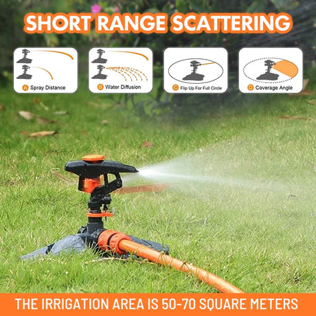 Carvallo Trädgårdssprinkler HydroSpin 360 | 12 m Räckvidd | 360° Rotationsfunktion | För Gräs, Trädgård & Jordbruk | 21 × 25,2 × 16,5 cm Carvallo