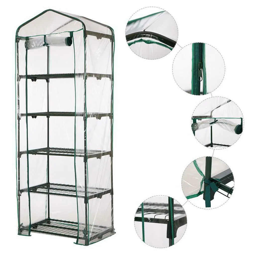 Carvallo Mini Transparent PVC-växthusfolie | Vattentät & UV-beständig | För 2–5 våningar | Med dragkedje-framdörr Carvallo