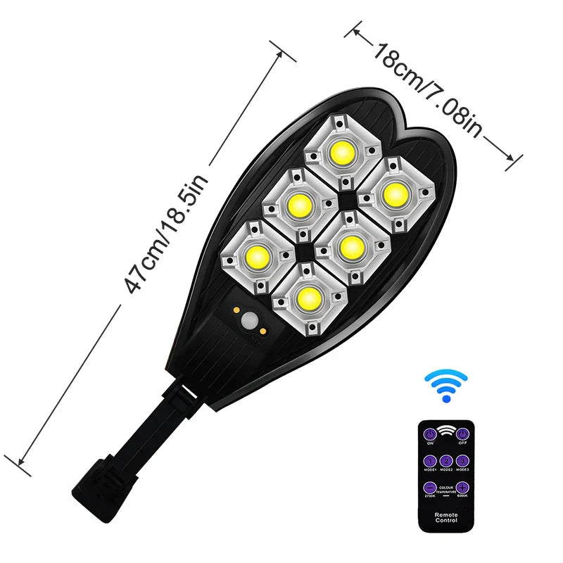 Carvallo Solar Vägglampa med Fjärrkontroll | 6x COB LED-lampor | 3 Ljuslägen | IPX66 Vattentät | För Trädgård, Gård & Uppfart Carvallo