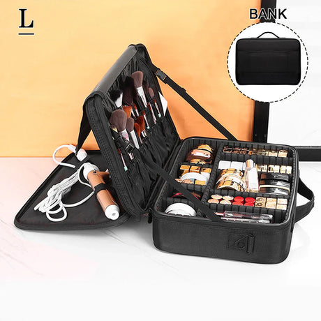 Carvallo Pro Make-up-väska | Bärbar kosmetikorganisatör med fack | För makeupartister, nageldesigners & resor Carvallo