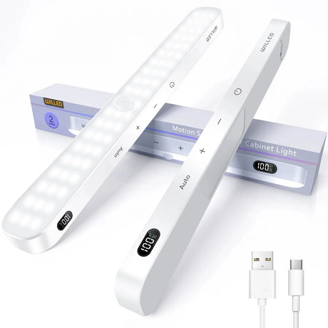 Carvallo LED ljusskena | Med rörelsesensor & batteriindikator | Uppladdningsbar | För skåp, kök & hall Carvallo