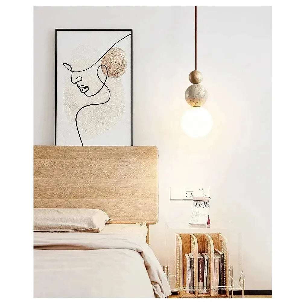 Pendellampa Travertin – Högkvalitativ, varm belysning för vardagsrum i naturlig stil Carvallo