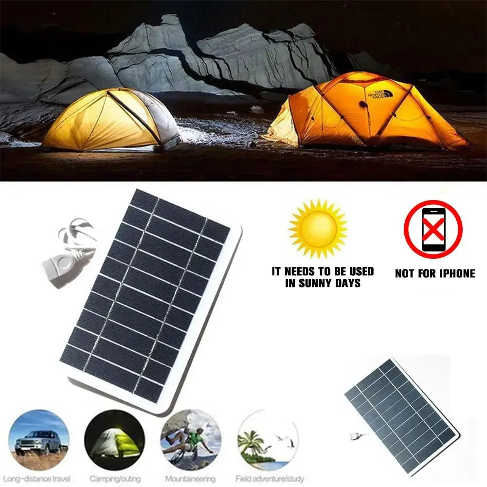 Carvallo Mobiler Solpanel 5V 2W | USB Laddare | För Powerbank, Smartphone & Utomhus Camping Carvallo