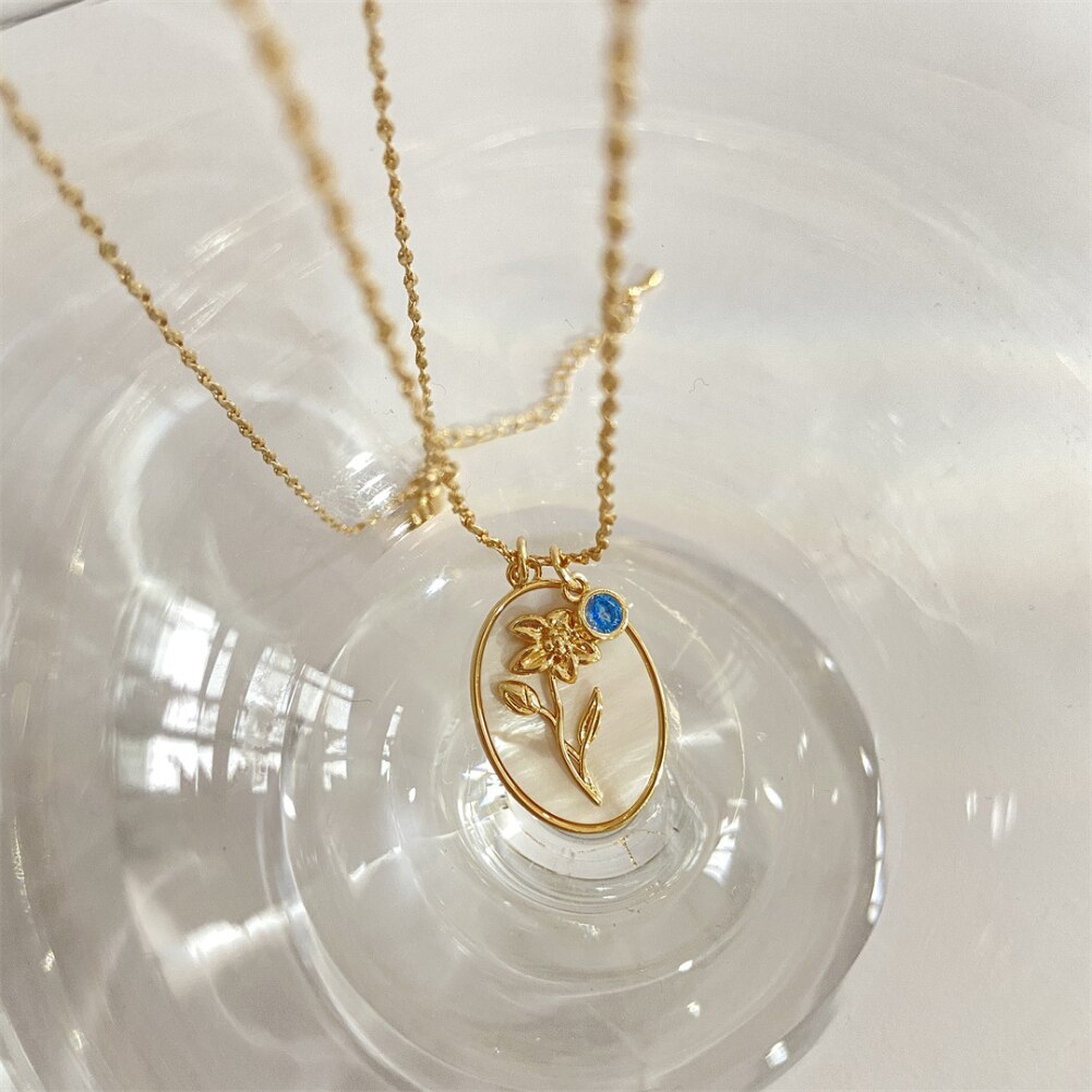 Födelsemånad Blomma Halsband-Jewelry for women-Hemnix-Mars-45cm-Hemnix