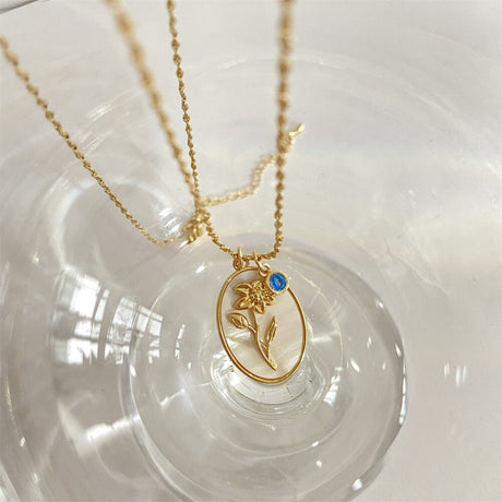 Födelsemånad Blomma Halsband-Jewelry for women-Hemnix-Mars-45cm-Hemnix