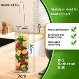 Carvallo ProMesh Grillkorb rostfritt stål | Värmebeständig & med ergonomiskt handtag | För kött, grönsaker & mer | 37/47 cm | Direkt över glöd Carvallo