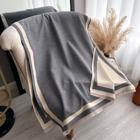 Savéra Randig Dubbelsidig Poncho Schal Carvallo