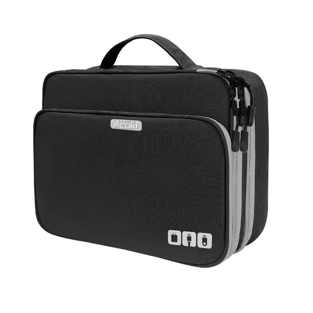 Carvallo-Organizer TECHNIVO LayerPro | 3-lagers Kabelväska | Vattentät & Stort Volym | För iPad, Laddare & Tillbehör Carvallo