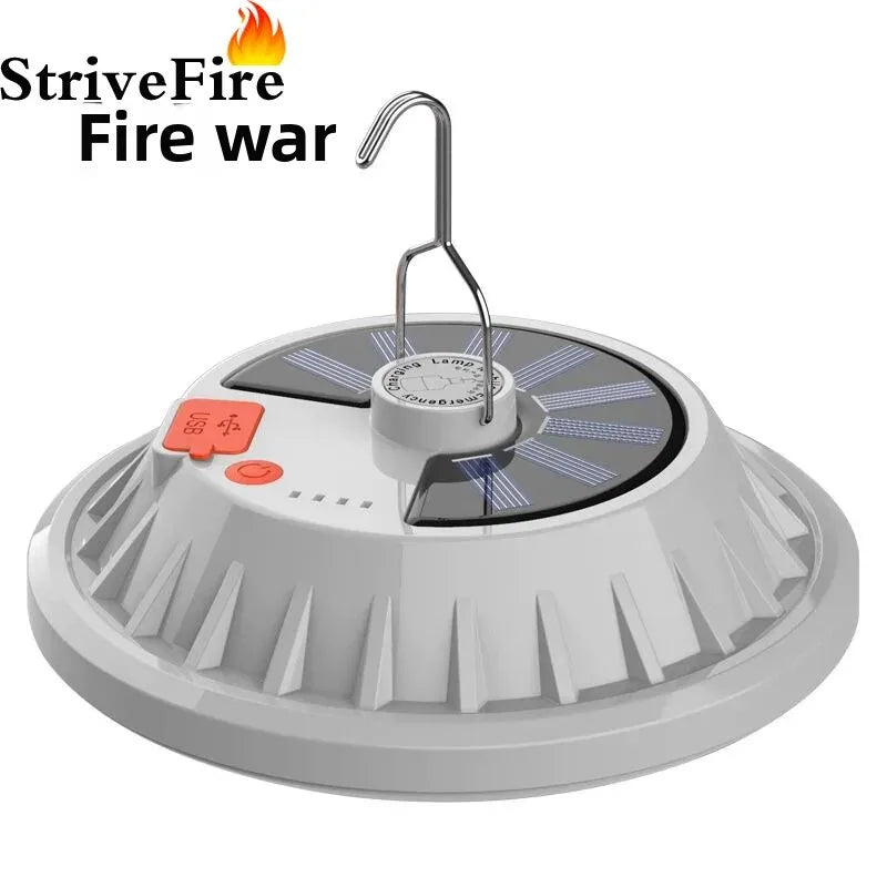 Carvallo Solar UFO-Campinglampa | Med fjärrkontroll | Uppladdningsbar & Bärbar | För utomhus, nödsituationer & nattmarknader Carvallo