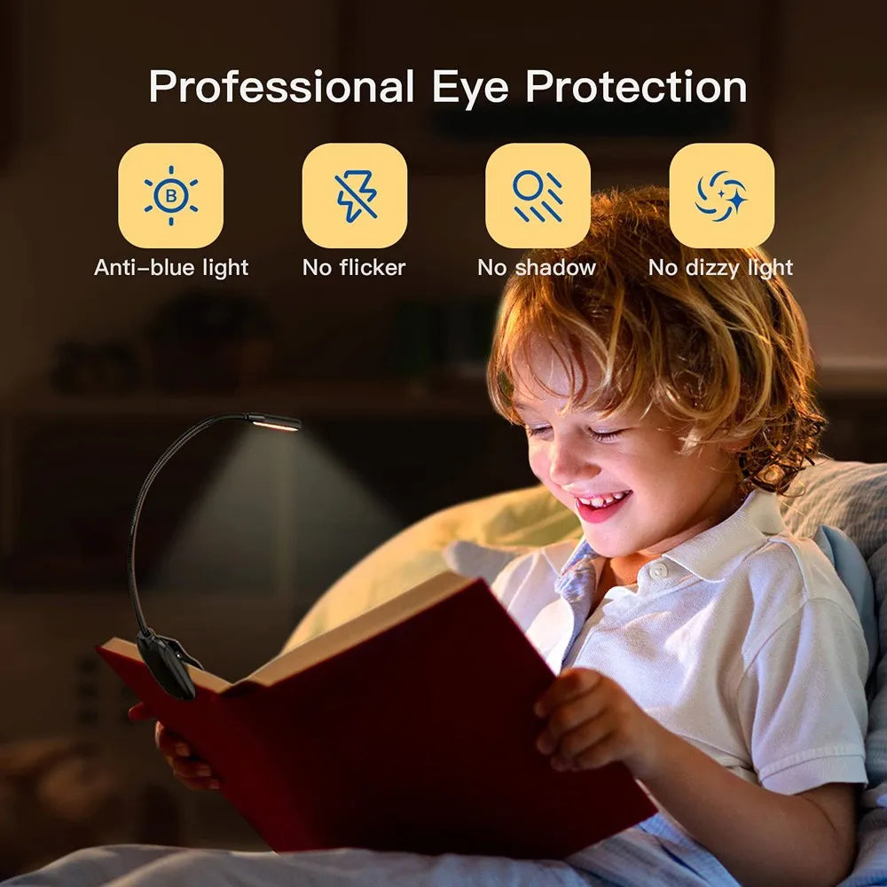 Carvallo 7 LED Lampa för läsning | USB uppladdningsbar | 3 färgtemperaturer & 9 ljusstyrkenivåer | Flexibel & skonsam för ögonen Carvallo