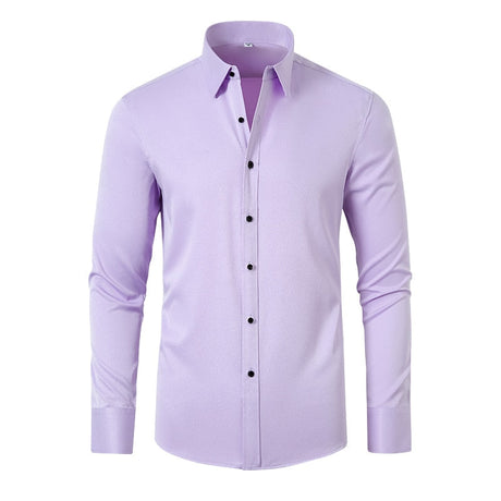 Modern Stretch Långärmad Skjorta-Clothes for Men-Hemnix-Ljus violett-38-Hemnix