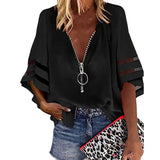 Kvinnors Chiffongblus-Clothes for women-Hemnix-Svart-S-Hemnix