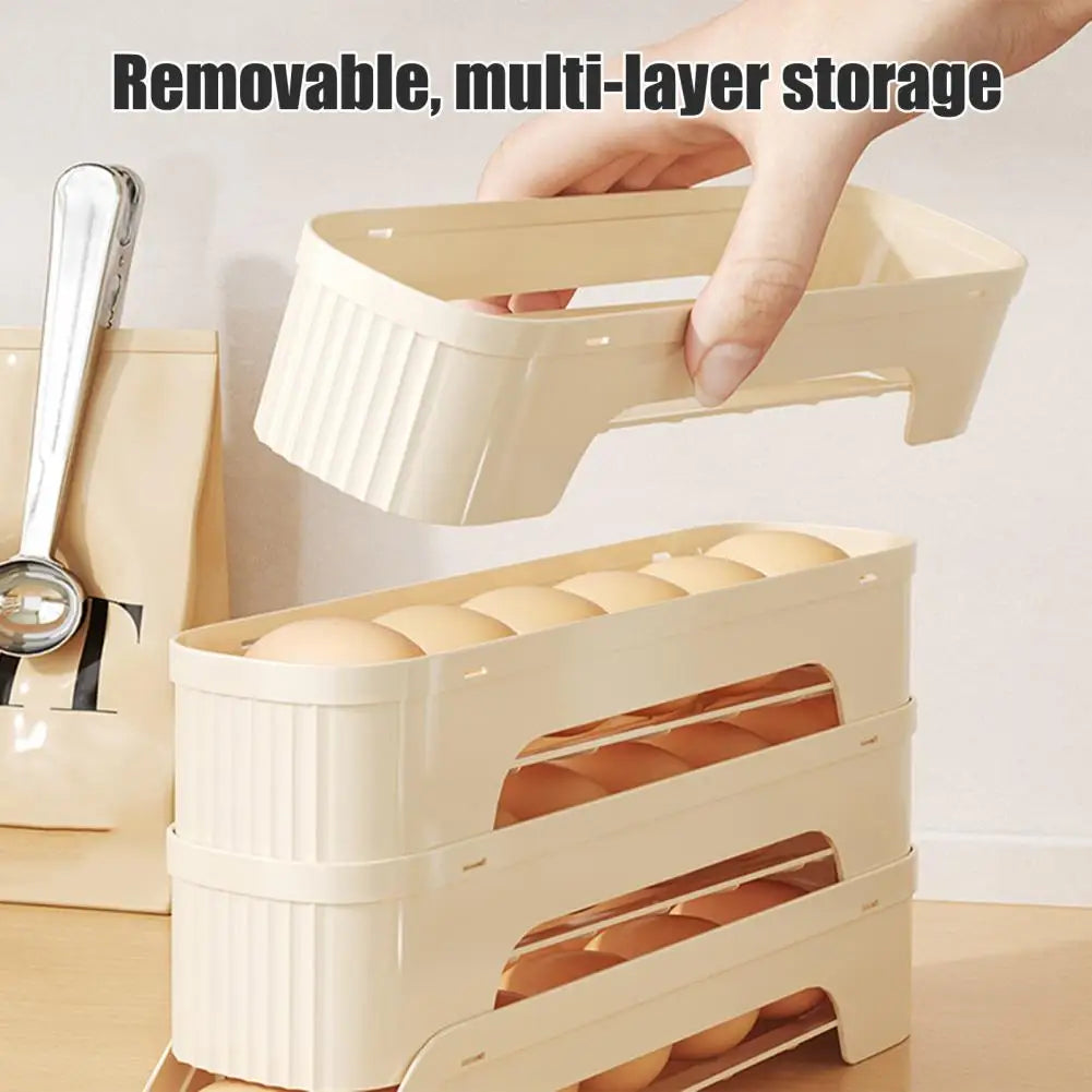 Carvallo RolloMaxx | 4-lagers äggorganisatör | Platsbesparande & Självrullande | Transparent design Carvallo