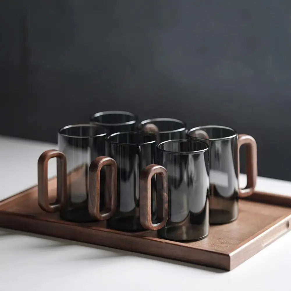Nordvik Glas Mugg med Trähandtag – Rustik Kaffekopp i Glas Hemnix