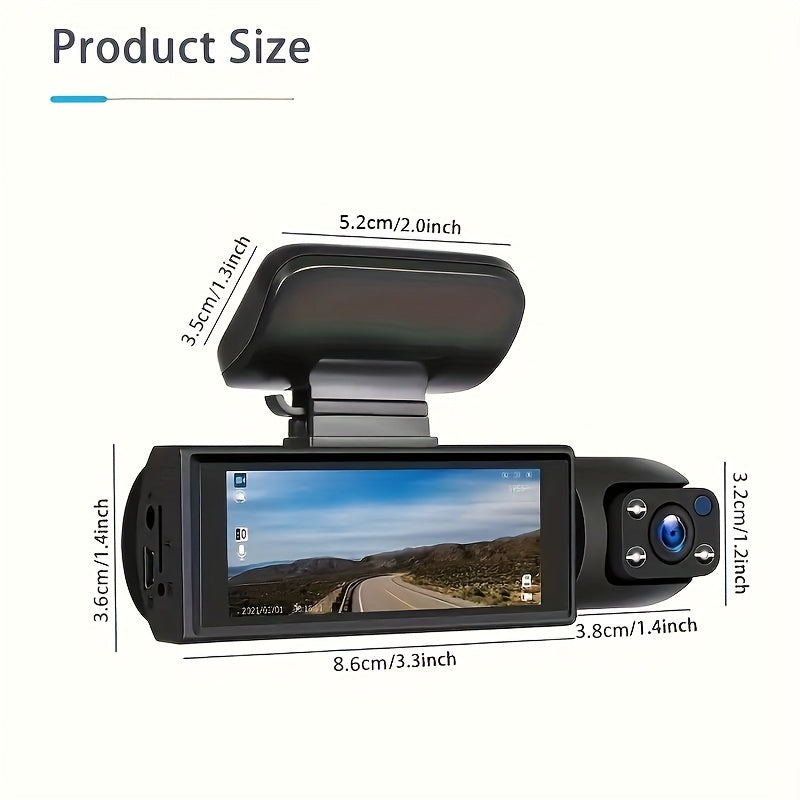 1080P WiFi Dubbelkamera Dash Cam – Främre & Inuti Bilkamera med IR Nattvision & Loopinspelning Carvallo