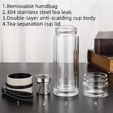 Royelux Glass Tea Infuser Bottle – 450ml Dubbelväggad Tumbler för Löst Te & K herbalte Carvallo
