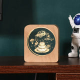 LumiWood - 3D Trä Nattlampa med Gravyr och Varm LED-belysning Carvallo