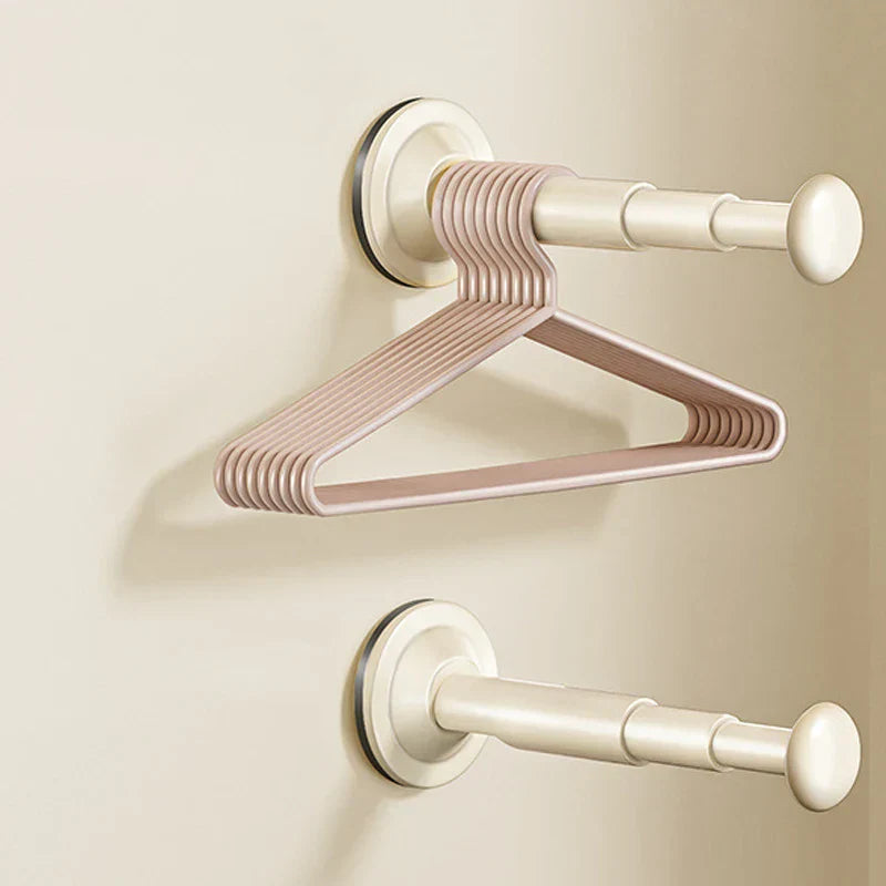 Carvallo FlexiHang | Teleskopfäste med sugkopp | Justerbar & borrfri | För badrum, hall & tvättstuga Carvallo