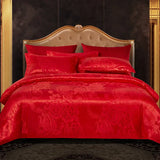 Wostar Satijn Rayon Jacquard Påslakan 220x240 Sommarluxus Dubbelsäng Duntäcke Sängkläder Set Carvallo