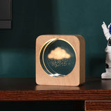 LumiWood - 3D Trä Nattlampa med Gravyr och Varm LED-belysning Carvallo