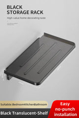 Carvallo DuschLine Duschablage Svart | Vägghylla i ABS-plast | Utan borrning | Med mobilhållare | Modernt bad-organisationstalanger Carvallo