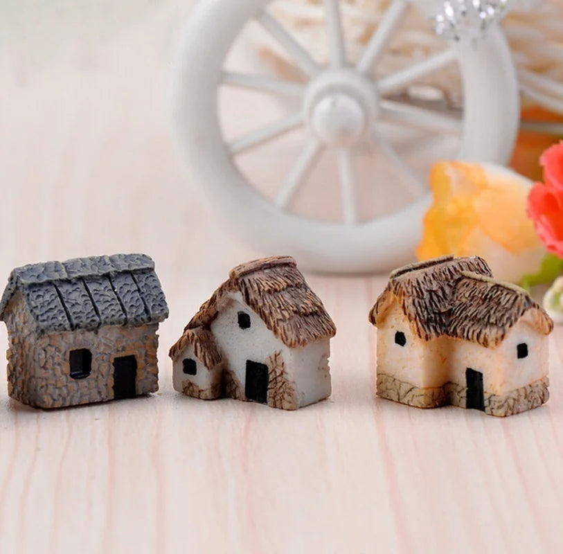 Carvallo FairyHome Set Miniatyrhus 4-pack | Feingård & Dekorationsfigurer | Harts | 2x2x1,5 cm | För DIY & Sagoträdgårdar Carvallo