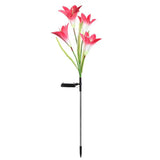 Carvallo SolarBloom Solar Trädgårdslampor LED Liljor | Dekolampa med ljussensor | För gård, gräsmatta & fester | Röd & Lila Carvallo