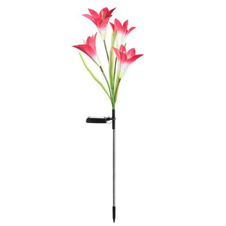 Carvallo SolarBloom Solar Trädgårdslampor LED Liljor | Dekolampa med ljussensor | För gård, gräsmatta & fester | Röd & Lila Carvallo