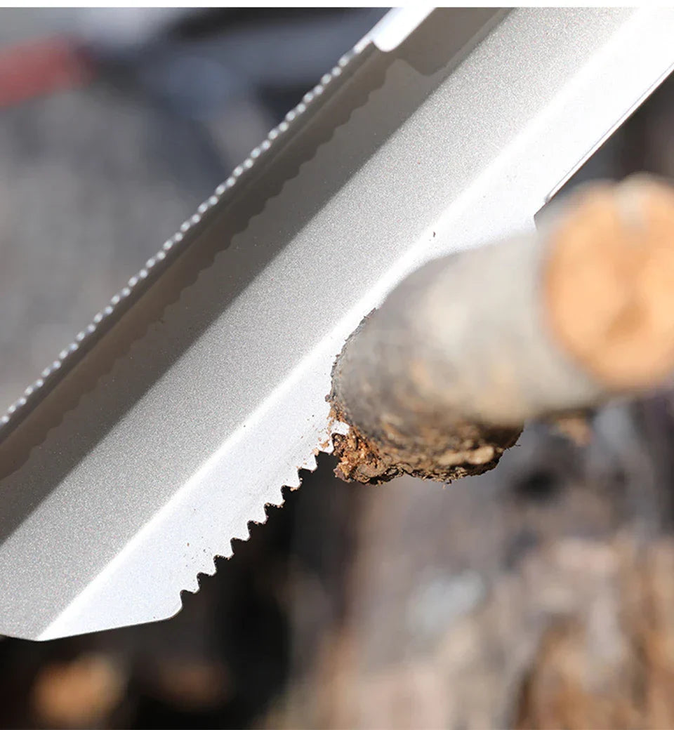 Carvallo EdgeLite Titan-handspade med vågslip & clips | Ultralätt & rostfri | För camping, trädgård & utomhus Carvallo