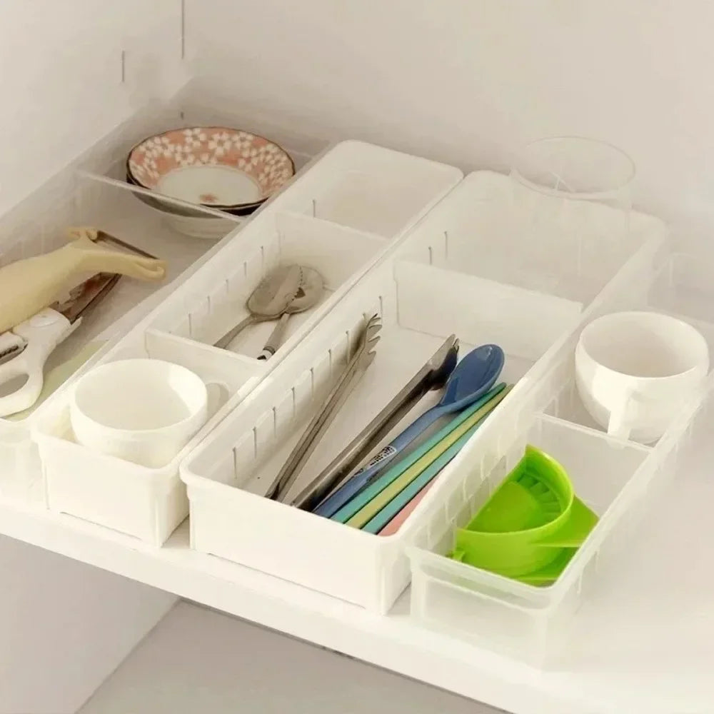 Carvallo FlexSort Lådor Organizer Box | Justerbar med avdelare | För Kök, Kosmetik & Kontor | Vit | S/L Carvallo