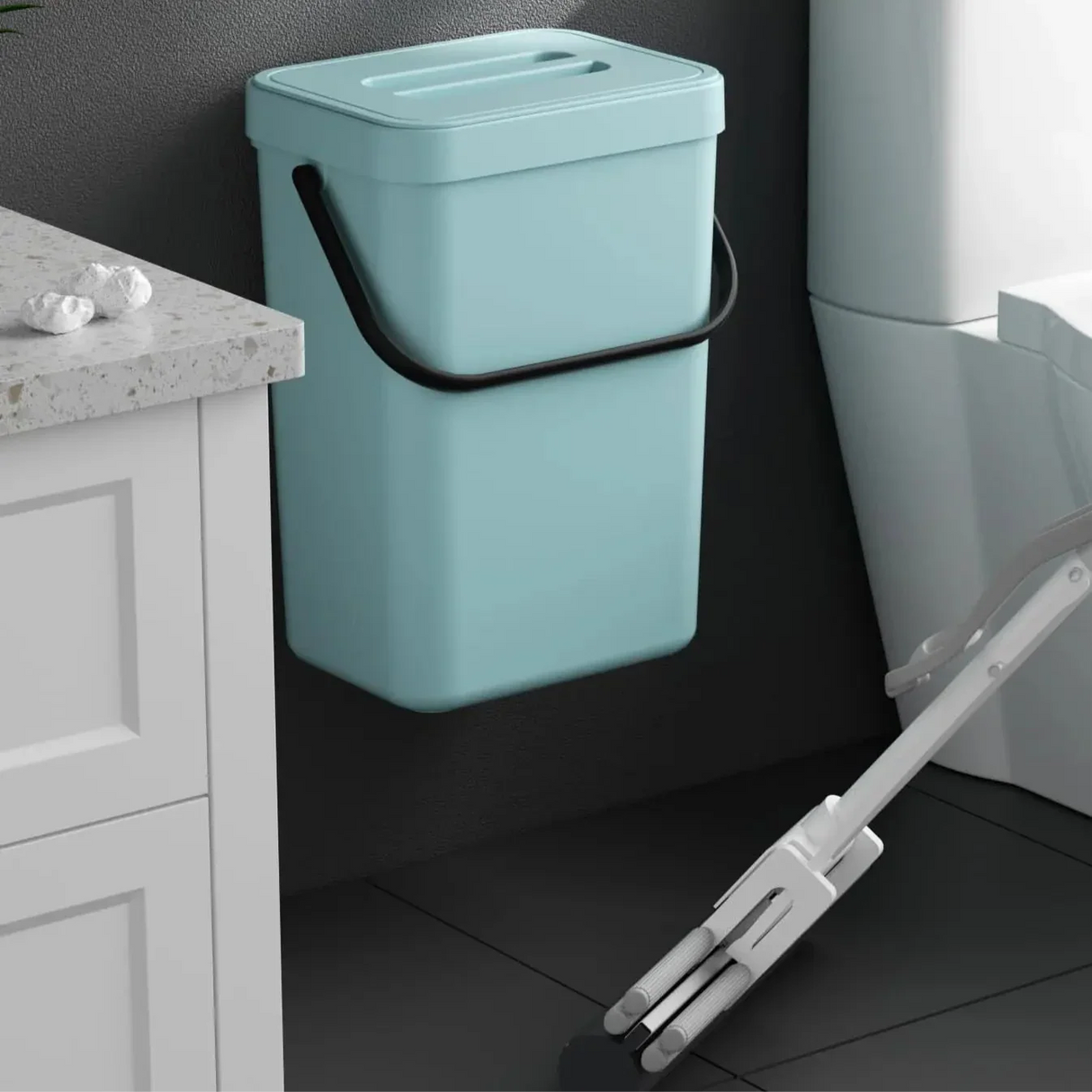 Carvallo Mini Soptunna | Med Lock | Hängande & Väggmontering | Kompakt & Luktblockerande | För Kök, Bad & Kontor Carvallo